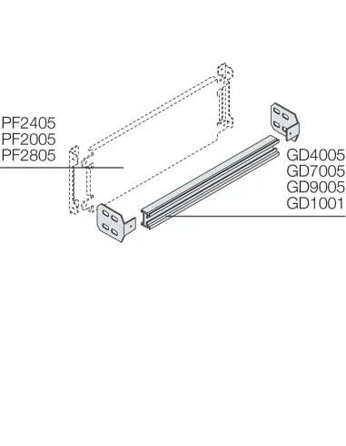 ABB GD7005 DIN rail composition kit, 465mm aluminum bar + side brackets + pins lungh.totale 700mm